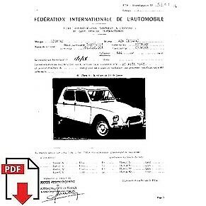 1968 Citroen Dyane (AYA) FIA homologation form PDF download